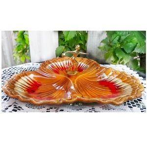 Mid Century Modern Pottery Serving Dish w/ Bowler